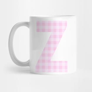 Pink Letter Z in Plaid Pattern Background. Mug